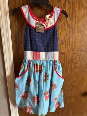 Matilda Jane Navy, Light Blue & Red Floral Patchwork Dress
